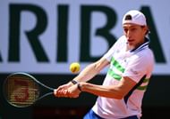 Ugo Humbert hits a backhand